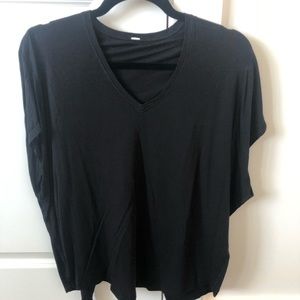 lululemon black, short/cap sleeve, open cross-back, size 6